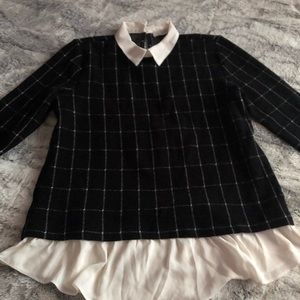Loft Peter Pan Plaid Long Sleeve Sweater